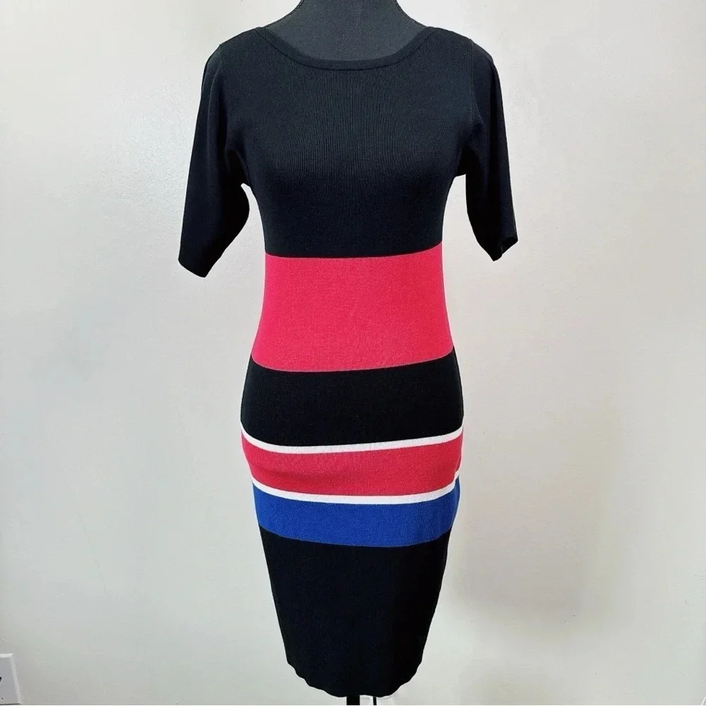 Banana Republic Womens Size Small Knit Color Block Short Sleeve Sweater Dress